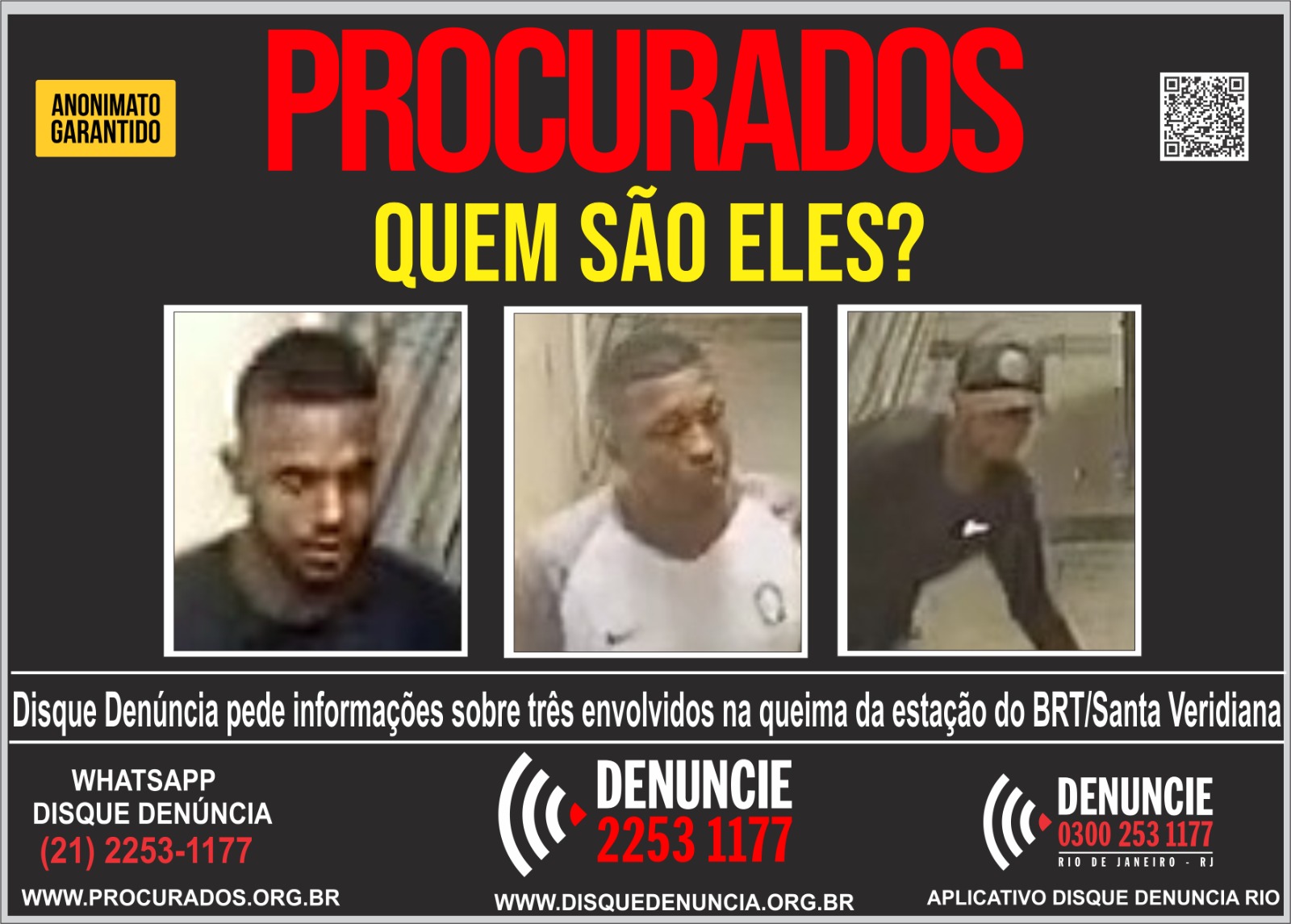 Disque Denúncia busca informações sobre criminosos que atearam fogo em estação do BRT na Zona Oeste